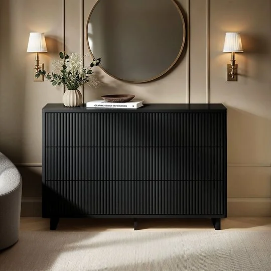 SOLACE+CO Velmor ribbed chest of 6 drawers in black