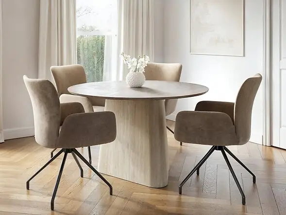 SOLACE+CO Elin Dining Table with Kora Chairs Set of 4