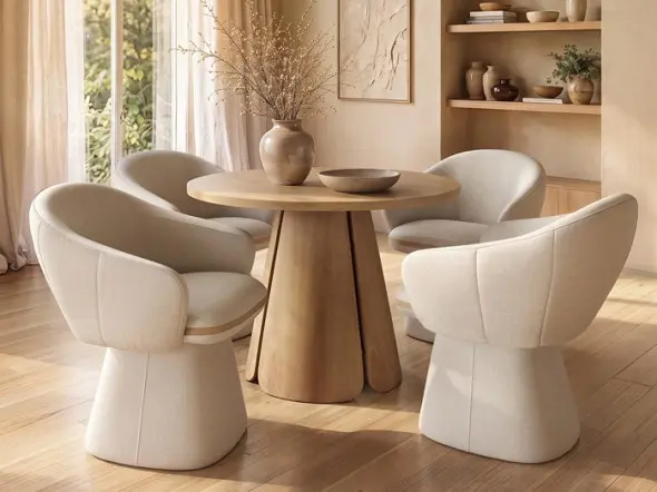 SOLACE+CO Ebony Extendable Dining Set with Sylvia Chairs
