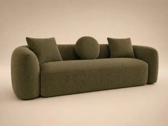 SOLACE+CO Cami 3 Seater Sofa Green Chenille