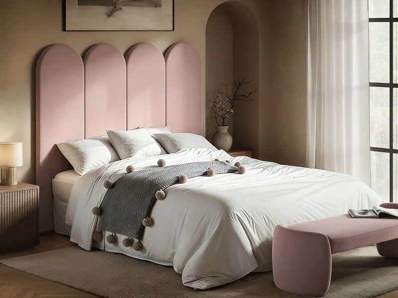 SOLACE+CO Cirrus Headboard Panels Kingsize Pink Velvet – view 8