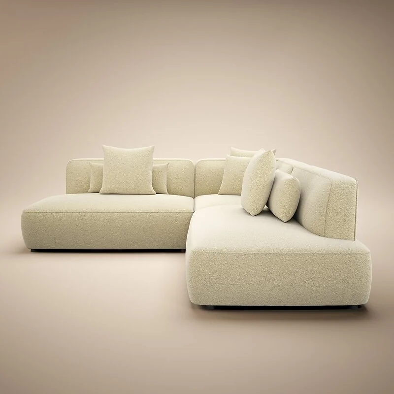 SOLACE+CO Luna Large Corner 5 Seater Sofa Cream Chenille image 4