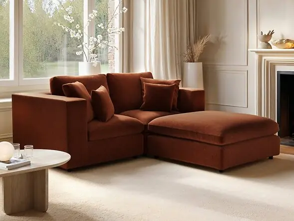 SOLACE+CO Asher 3 Seater Sofa with Reversible Footstool