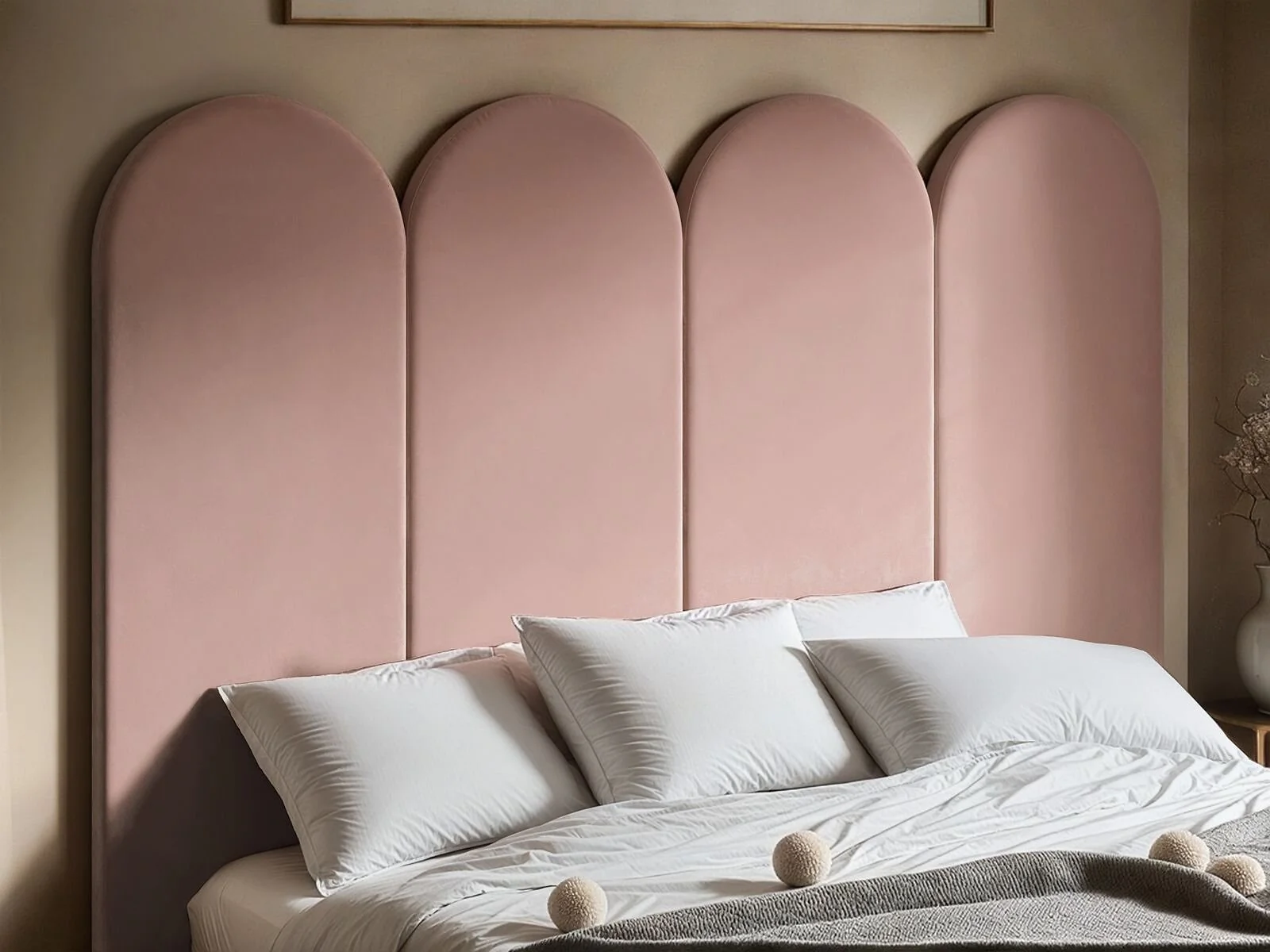 SOLACE+CO Cirrus Headboard Panels Kingsize Pink Velvet – view 7