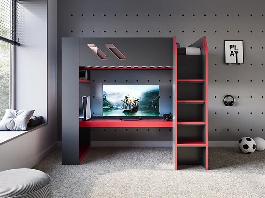 Recoil Orbit black and red gaming high sleeper