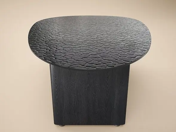 SOLACE+CO Emil Black Glass Oval Coffee Table