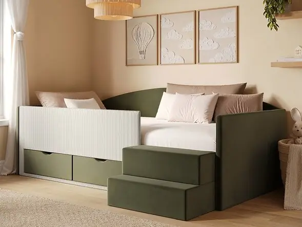 Flair Elisa Velvet Storage Low Sleeper Bed with Beige Cord