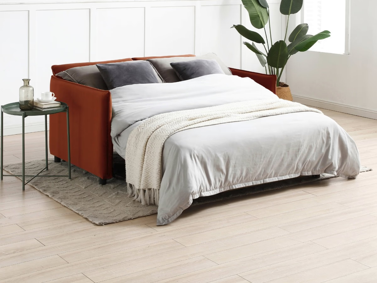 Sofa bed that has been folded out